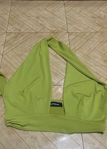 Kadın Saten Mini Straplez Crop Top - Görsel 3