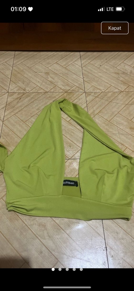 Kadın Saten Mini Straplez Crop Top - Görsel 3