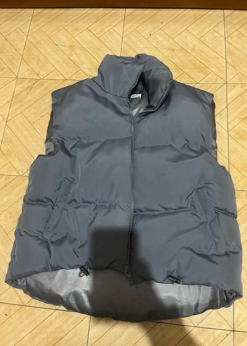 Gri Kadın Fermuarlı Şişme Yelek - Görsel 2