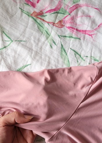 l Beden pembe Renk Düğmeli Pembe Uzun Full Penye Elbise Tesettür