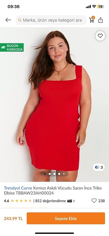 Trendyol curve kırmızı elbise