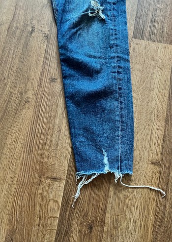 ZARA Kadın Parlak Mavi Bol Kesim Midi Denim Pantolon - Görsel 6