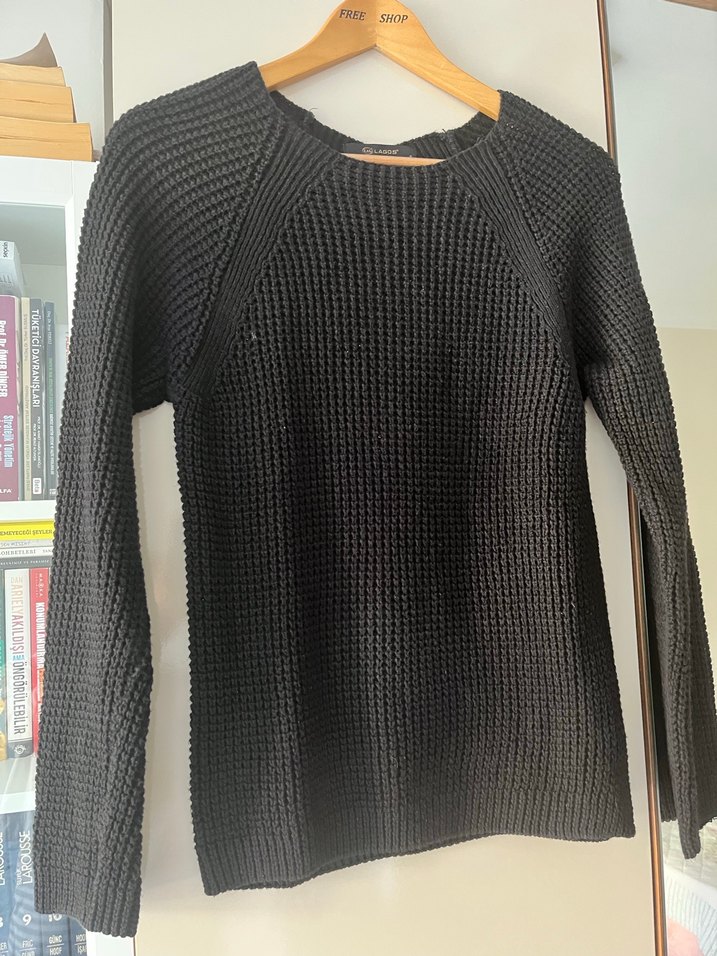 ZARA Siyah Kadın Triko Bisiklet Yaka Kazak - Görsel 3