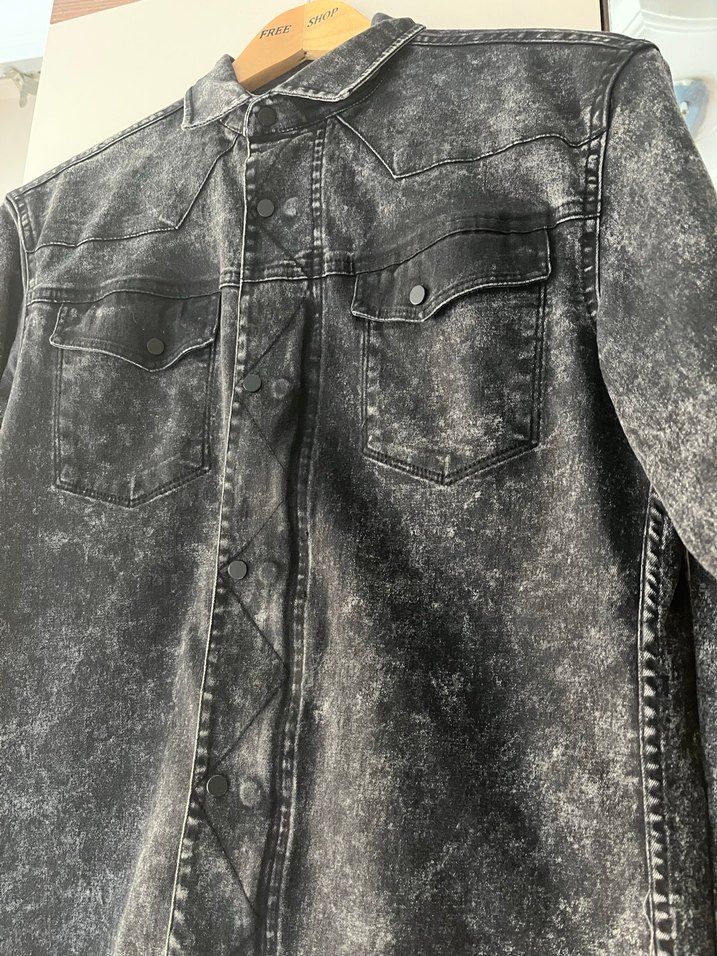 Levis Gri Denim Erkek Gömlek, Düğmeli, Dar Kesim - Görsel 2