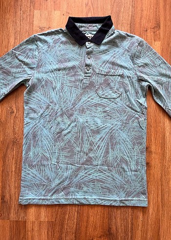 U.S Polo Turkuaz Mavisi Taşlamalı Desenli Erkek Polo Tişört - Görsel 2