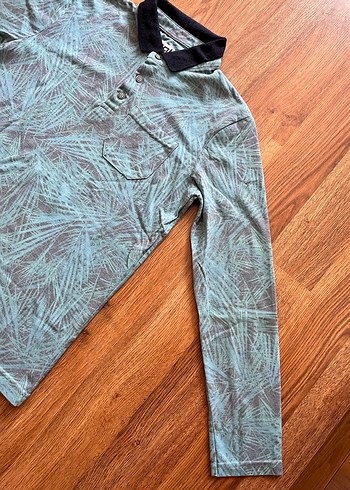 U.S Polo Turkuaz Mavisi Taşlamalı Desenli Erkek Polo Tişört - Görsel 3