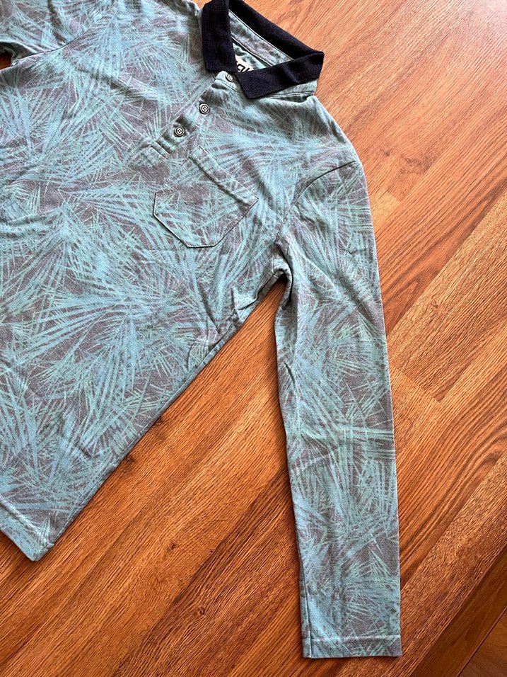 U.S Polo Turkuaz Mavisi Taşlamalı Desenli Erkek Polo Tişört - Görsel 3