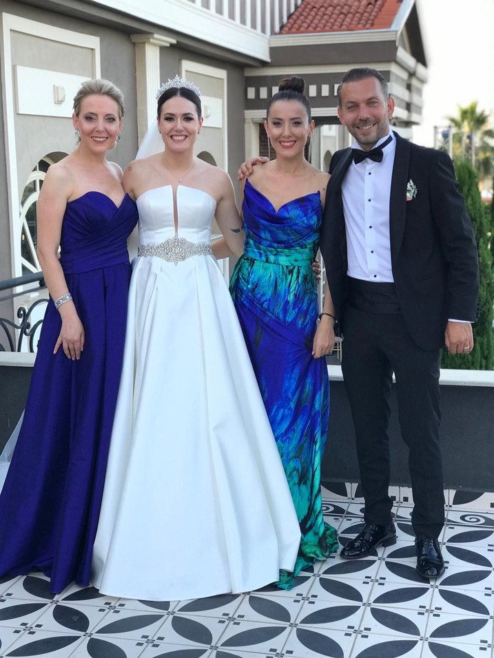 Şeref Vural Lacivert Straplez Uzun Abiye Elbise - Görsel 3