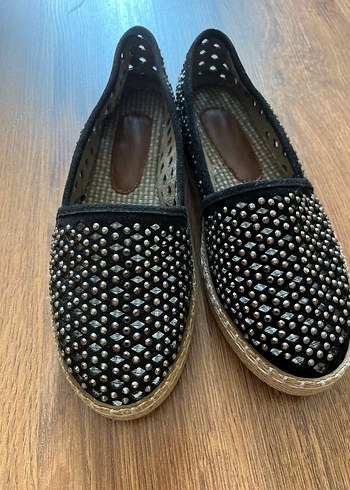 Siyah Payetli Dolgu Topuklu Kadın Espadril - Görsel 9