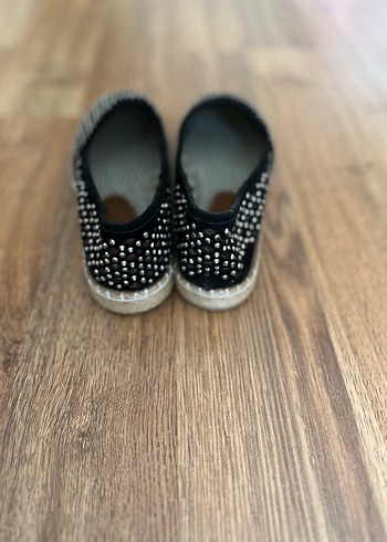 Siyah Payetli Dolgu Topuklu Kadın Espadril - Görsel 6