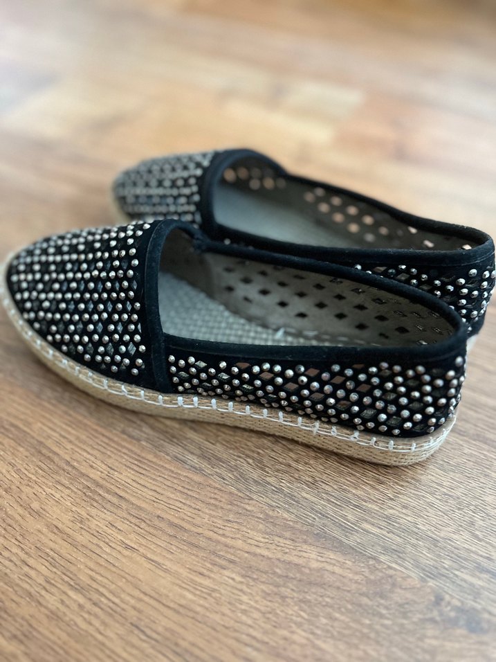 Siyah Payetli Dolgu Topuklu Kadın Espadril - Görsel 3