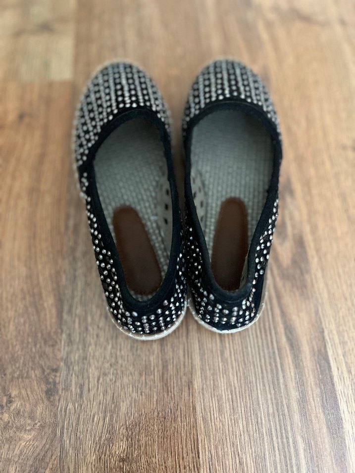 Siyah Payetli Dolgu Topuklu Kadın Espadril - Görsel 5