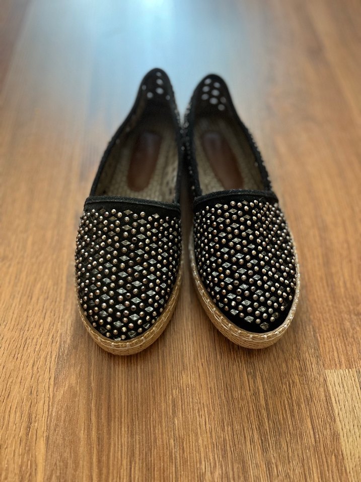 Siyah Payetli Dolgu Topuklu Kadın Espadril - Görsel 2