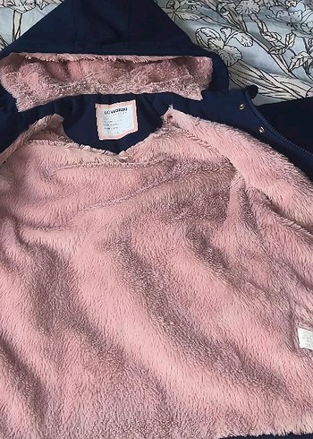 Kız Çocuk Nakışlı Kürklü Mavi Kaban - Görsel 9