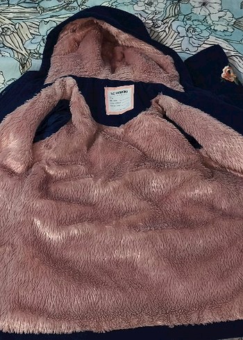 Kız Çocuk Nakışlı Kürklü Mavi Kaban - Görsel 2