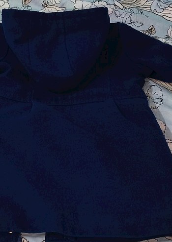 Kız Çocuk Nakışlı Kürklü Mavi Kaban - Görsel 4