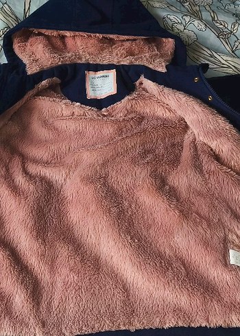 Kız Çocuk Nakışlı Kürklü Mavi Kaban - Görsel 6