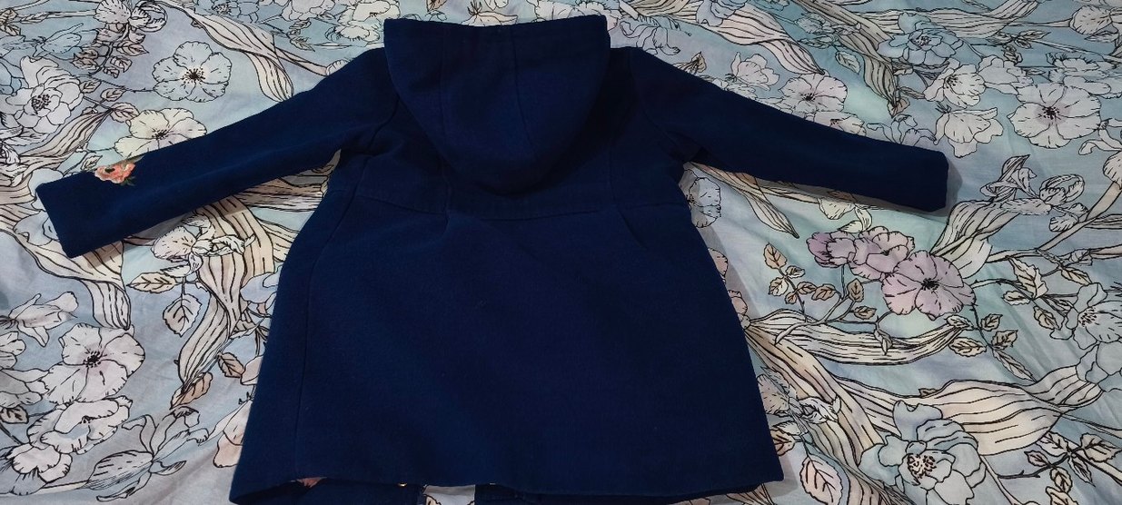 Kız Çocuk Nakışlı Kürklü Mavi Kaban - Görsel 4