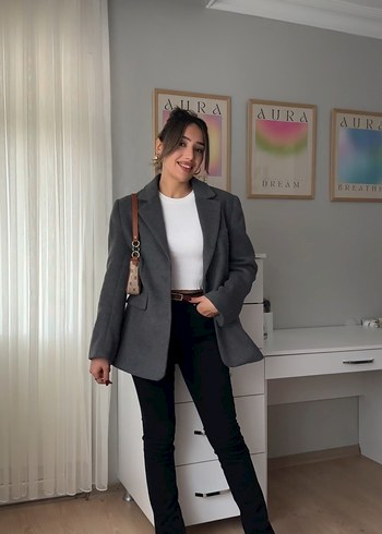 Gri kaşe Blazer Ceket