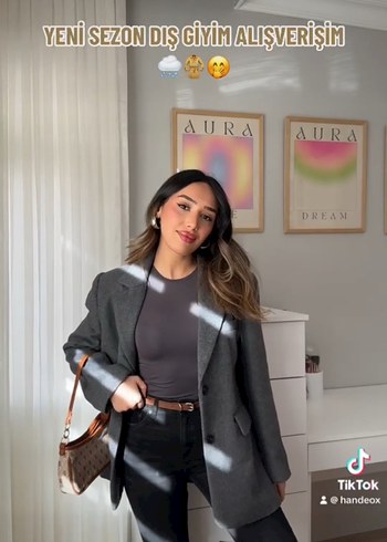 Stradivarius Gri kaşe Blazer Ceket