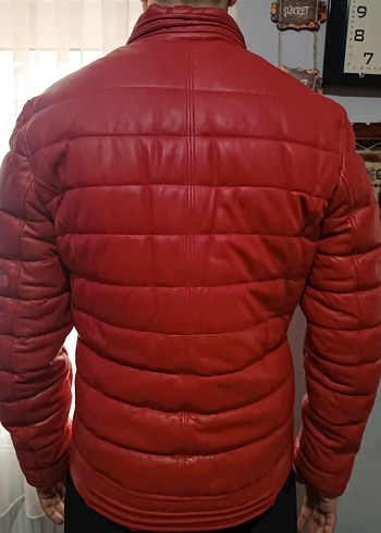 Kırmızı  Deri Erkek Ceket - Görsel 2
