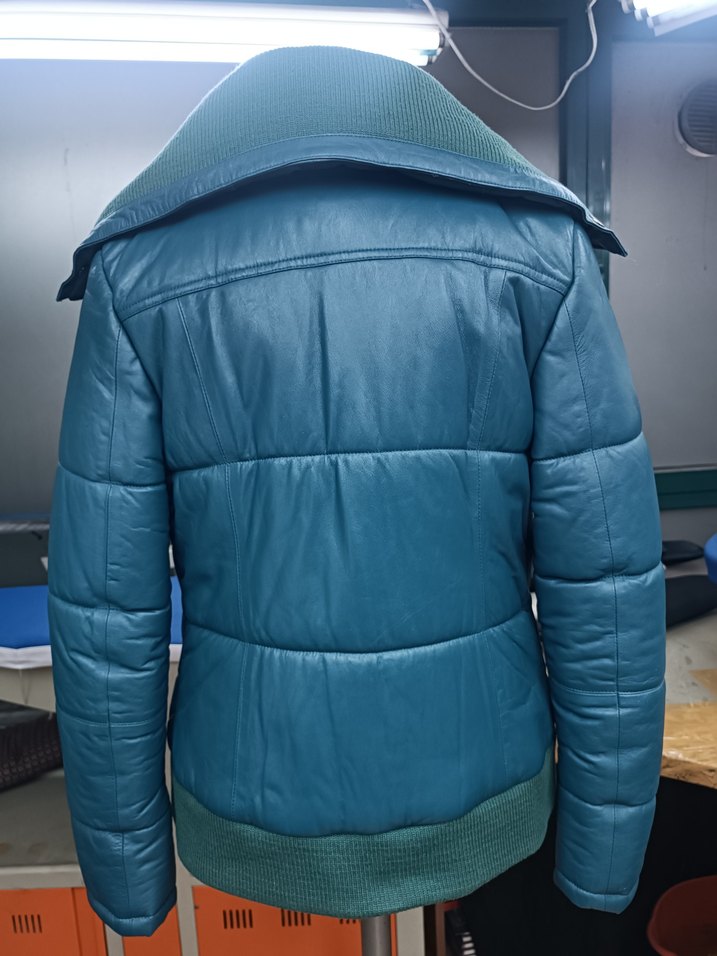 Kadın Turkuaz hakiki Deri Ceket, Fermuarlı, - Görsel 2