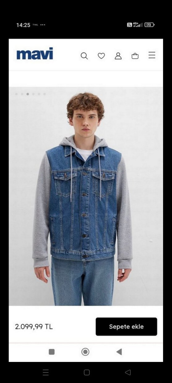 Gri Kapişonlu Denim Ceket - Görsel 3