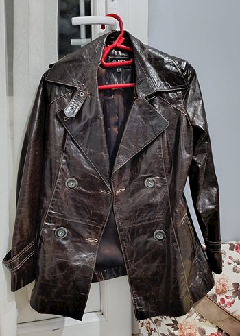 Kahverengi Deri Biker Ceket - Görsel 2