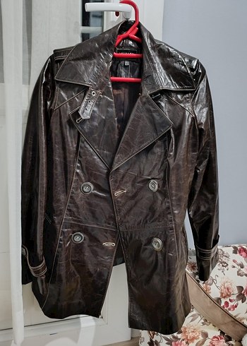 Kahverengi Deri Biker Ceket - Görsel 7