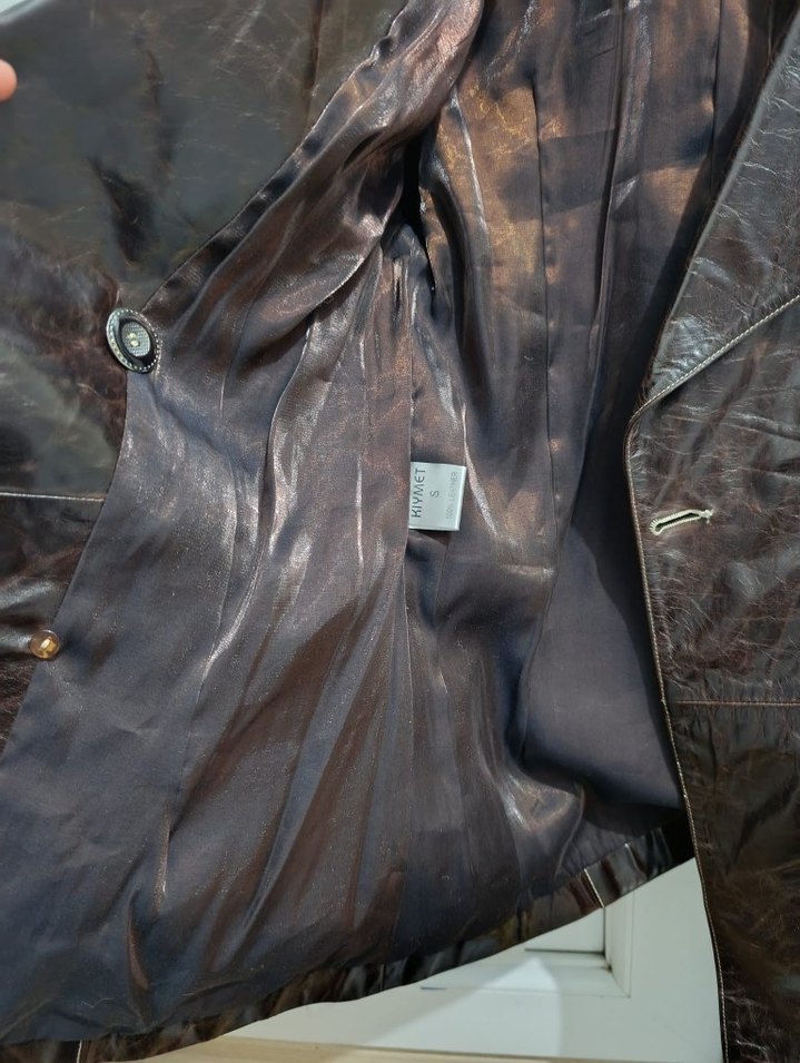 Kahverengi Deri Biker Ceket - Görsel 5