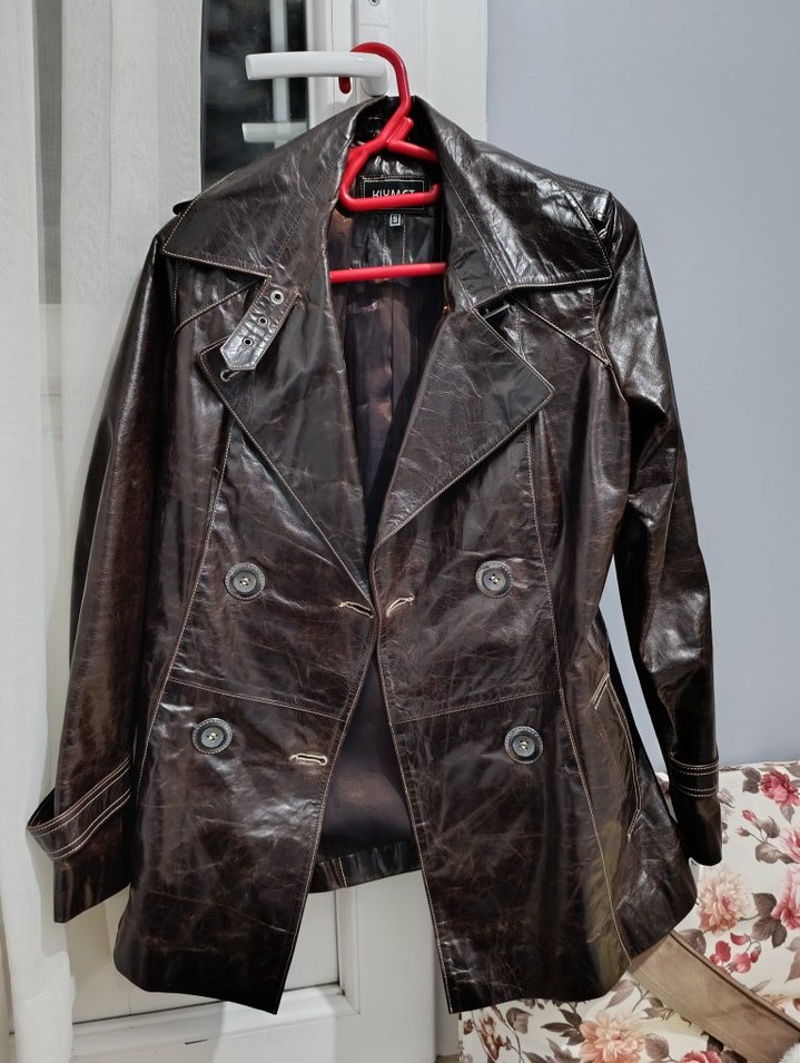 Kahverengi Deri Biker Ceket - Görsel 2