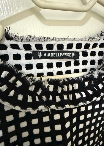 Viadellerose Kadın Siyah Kareli Fırfırlı  crop Bluz - Görsel 2