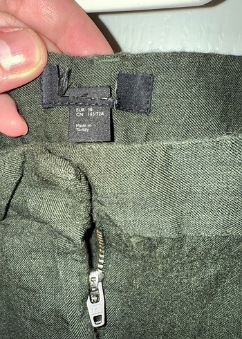 Mango Kadın Yeşil Keten Rahat Kesim Pantolon - Görsel 3