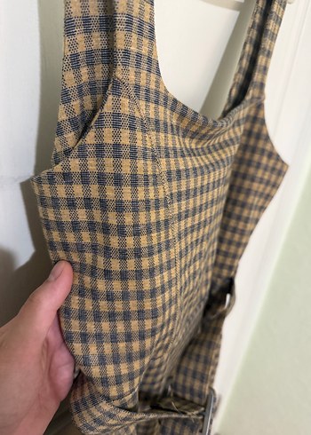 Topshop Kahverengi Kareli Midi Elbise - Görsel 3