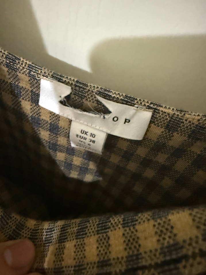 Topshop Kahverengi Kareli Midi Elbise - Görsel 2