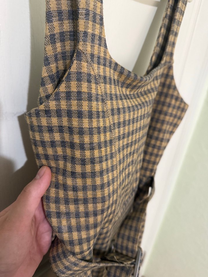 Topshop Kahverengi Kareli Midi Elbise - Görsel 3