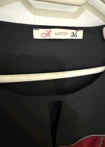 Ole koton Bordo Siyah Düğmeli Midi Elbise - Görsel 3