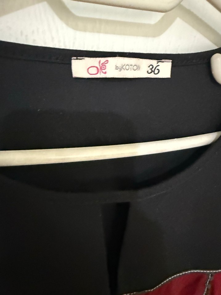 Ole koton Bordo Siyah Düğmeli Midi Elbise - Görsel 3