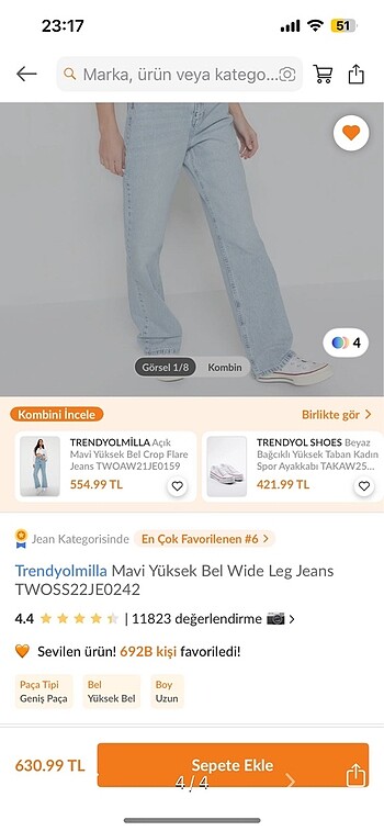 36 Beden Trendyolmilla jean