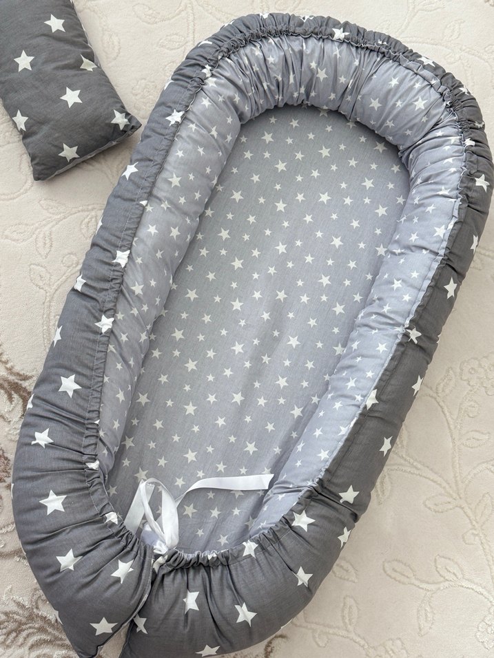Yıldız Desenli Gri Bebek Yatak Seti Babynest - Görsel 3