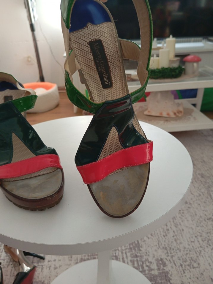 Yeşil Desenli Bohem Platform Topuklu Kadın Ayakkabı - Görsel 5