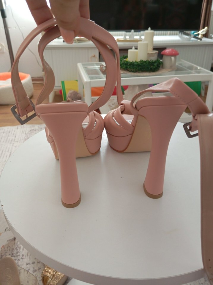 Yudo Nude Önü Düğümlü Platform Topuklu Ayakkabı - Görsel 4