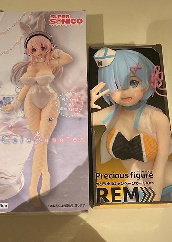 Orijinal Super sonico bicute bunnies ve Taito Rem figürü