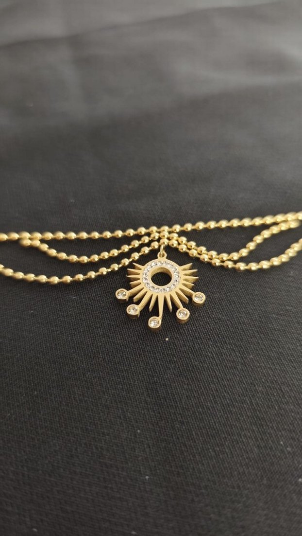 Diger Altın Renk Parlak Zincirli Kolye - Görsel 4