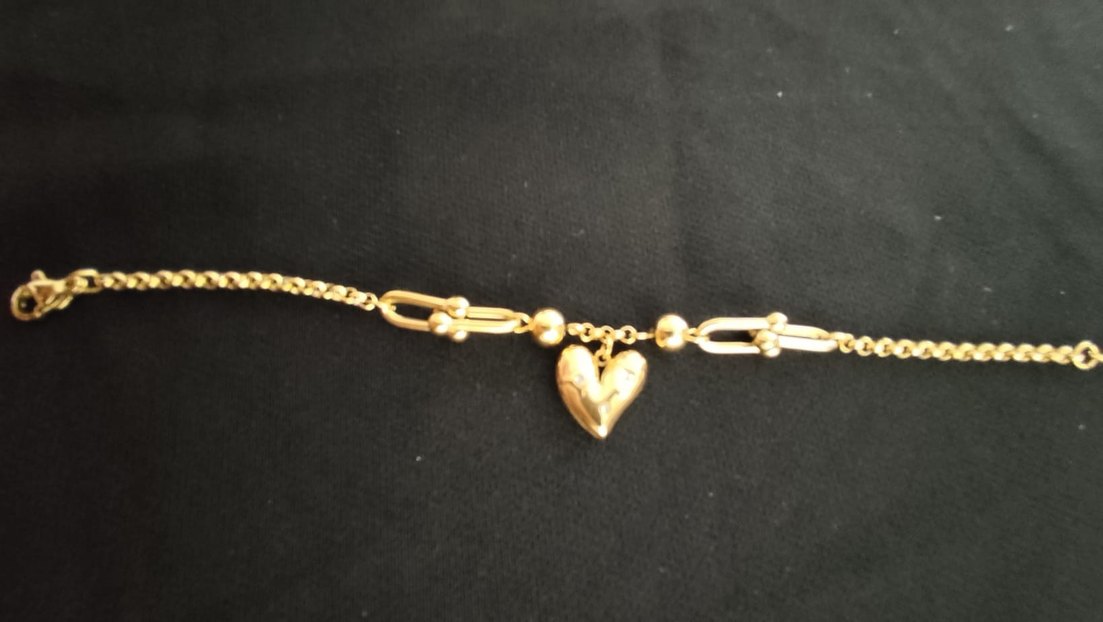 Altın Zincir Detaylı Kalp Bileklik - Görsel 2