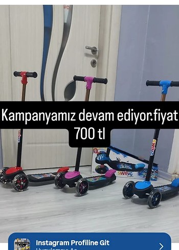 Sarı Işıklı Çocuk Scooterı - Görsel 2