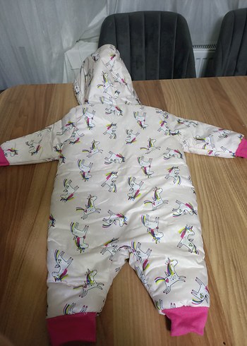 Kapüşonlu Kürklü Baskılı Bebek Tulumu - Görsel 3