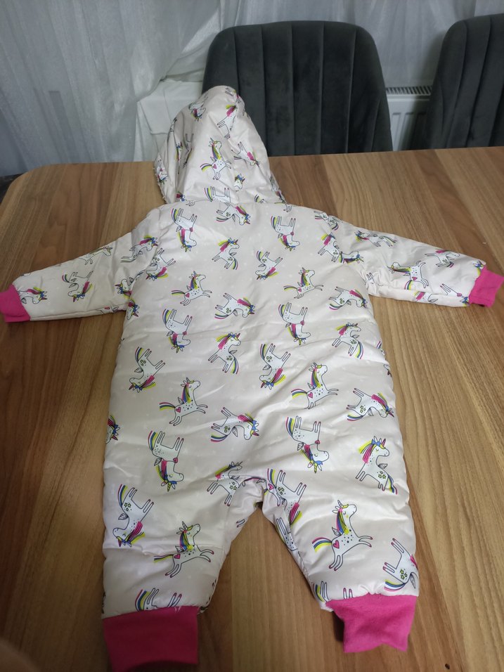 Kapüşonlu Kürklü Baskılı Bebek Tulumu - Görsel 3