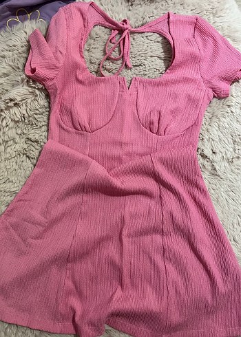 Pembe Mini Bohem Elbise