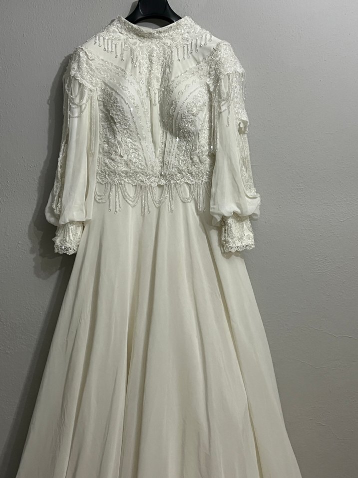 MODEST / TESETTÜR KUYRUKLU BÜYÜK BEDEN GELİNLİK - Görsel 3